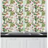 Ambesonne Christmas Long Kitchen Curtains, Traditional Design Holly Berry Branches Snow and Bokeh Effect Print, Two Panels Drapes with Rod Pocket Room Decor, 55″ x 45″, White Red(Vermilion Yellow Green)
