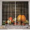 Ambesonne Christmas Long Kitchen Curtains, Traditional Design Holly Berry Branches Snow and Bokeh Effect Print, Two Panels Drapes with Rod Pocket Room Decor, 55″ x 45″, White Red(Brown Orange)