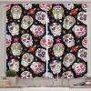 Ambesonne Christmas Long Kitchen Curtains, Traditional Design Holly Berry Branches Snow and Bokeh Effect Print, Two Panels Drapes with Rod Pocket Room Decor, 55″ x 45″, White Red(Black Green)