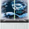 Ambesonne Christmas Long Kitchen Curtains, Traditional Design Holly Berry Branches Snow and Bokeh Effect Print, Two Panels Drapes with Rod Pocket Room Decor, 55″ x 45″, White Red(Pale Grey and Pale Blue)