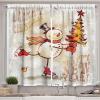 Ambesonne Christmas Long Kitchen Curtains, Traditional Design Holly Berry Branches Snow and Bokeh Effect Print, Two Panels Drapes with Rod Pocket Room Decor, 55″ x 45″, White Red(Beige White)