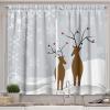 Ambesonne Christmas Long Kitchen Curtains, Traditional Design Holly Berry Branches Snow and Bokeh Effect Print, Two Panels Drapes with Rod Pocket Room Decor, 55″ x 45″, White Red(Grey White)