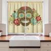 Ambesonne Christmas Long Kitchen Curtains, Traditional Design Holly Berry Branches Snow and Bokeh Effect Print, Two Panels Drapes with Rod Pocket Room Decor, 55″ x 45″, White Red(Cream Khaki)