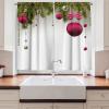 Ambesonne Christmas Long Kitchen Curtains, Traditional Design Holly Berry Branches Snow and Bokeh Effect Print, Two Panels Drapes with Rod Pocket Room Decor, 55″ x 45″, White Red(Magenta Green)