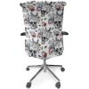 Ambesonne Christmas Office Chair Cover, Colorful Christmas Balls Different Retro Pattern Holiday Celebration, Stretchable Decorative Universal Size High Back Printed Slipcover, Blue Grey Purple Yellow(Sky Blue White Purple)
