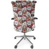 Ambesonne Christmas Office Chair Cover, Colorful Christmas Balls Different Retro Pattern Holiday Celebration, Stretchable Decorative Universal Size High Back Printed Slipcover, Blue Grey Purple Yellow(Pale Brown White and Red)