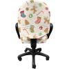 Ambesonne Christmas Office Chair Slipcover, Traditional Sweets of Xmas Party Gingerbread Cookies Lollipop Candies with Socks, Protective Stretch Decorative Fabric Cover, Pale Coffee Green Red