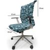 Ambesonne Christmas Office Chair Slipcover, Vivid of Joyous Holiday Celebration Jumping Dancing Cheery Cartoon for Yule, Protective Stretch Decorative Fabric Cover, Standard Size, Green Red(Slate Blue)