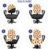 Ambesonne Christmas Office Chair Slipcover, Vivid of Joyous Holiday Celebration Jumping Dancing Cheery Cartoon for Yule, Protective Stretch Decorative Fabric Cover, Standard Size, Green Red(Pale Yellow Vermilion)