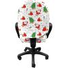 Ambesonne Christmas Office Chair Slipcover, Xmas Santa Claus Tree on Colorful Polka Dot Backdrop Surprise Boxes Artwork, Protective Stretch Decorative Fabric Cover, Green and Red