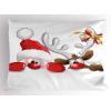 Ambesonne Christmas Pillow Sham, Funny Christmas Santa Claus and Reindeer Peeking Cartoon Style Humor, Decorative Standard Queen Size Printed Pillowcase, 30″ X 20″, Vermilion Caramel White(Vermilion Caramel White)