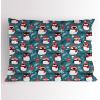 Ambesonne Christmas Pillow Sham, Funny Christmas Santa Claus and Reindeer Peeking Cartoon Style Humor, Decorative Standard Queen Size Printed Pillowcase, 30″ X 20″, Vermilion Caramel White(Vermilion Grey and Slate Blue)