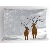 Ambesonne Christmas Pillow Sham, Funny Christmas Santa Claus and Reindeer Peeking Cartoon Style Humor, Decorative Standard Queen Size Printed Pillowcase, 30″ X 20″, Vermilion Caramel White(Grey White)