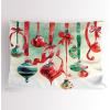 Ambesonne Christmas Pillow Sham, Funny Christmas Santa Claus and Reindeer Peeking Cartoon Style Humor, Decorative Standard Queen Size Printed Pillowcase, 30″ X 20″, Vermilion Caramel White(Dark Coral Green Blue)