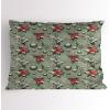 Ambesonne Christmas Pillow Sham, Funny Christmas Santa Claus and Reindeer Peeking Cartoon Style Humor, Decorative Standard Queen Size Printed Pillowcase, 30″ X 20″, Vermilion Caramel White(Laurel Green Coral Grey)