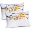 Ambesonne Christmas Pillow Sham Set of 2, Holiday Season Office Design Tree Celebration Snowflakes Celebration, Quality Microfiber Bedding Item for All Seasons, 30″ x 20″, White Green Red(Yellow and Cream)