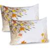 Ambesonne Christmas Pillow Sham Set of 2, Holiday Season Office Design Tree Celebration Snowflakes Celebration, Quality Microfiber Bedding Item for All Seasons, 30″ x 20″, White Green Red(Tan Yellow)