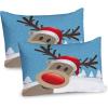 Ambesonne Christmas Pillow Sham Set of 2, Holiday Season Office Design Tree Celebration Snowflakes Celebration, Quality Microfiber Bedding Item for All Seasons, 30″ x 20″, White Green Red(Pale Blue Red Pale Brown)