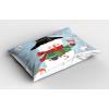 Ambesonne Christmas Pillow Sham Set of 2, Holiday Season Office Design Tree Celebration Snowflakes Celebration, Quality Microfiber Bedding Item for All Seasons, 30″ x 20″, White Green Red(Pale Blue Grey)