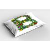 Ambesonne Christmas Pillow Sham Set of 2, Holiday Season Office Design Tree Celebration Snowflakes Celebration, Quality Microfiber Bedding Item for All Seasons, 30″ x 20″, White Green Red(Green Orange)