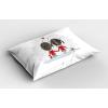 Ambesonne Christmas Pillow Sham Set of 2, Holiday Season Office Design Tree Celebration Snowflakes Celebration, Quality Microfiber Bedding Item for All Seasons, 30″ x 20″, White Green Red(Scarlet Cocoa Grey)