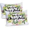 Ambesonne Christmas Pillow Sham Set of 2, Holiday Season Office Design Tree Celebration Snowflakes Celebration, Quality Microfiber Bedding Item for All Seasons, 30″ x 20″, White Green Red(Black Green White)