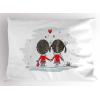 Ambesonne Christmas Pillow Sham Set of 2, Holiday Season Office Design Tree Celebration Snowflakes Celebration, Quality Microfiber Bedding Item for All Seasons, 30″ x 20″, White Green Red(Scarlet Cocoa Grey)