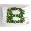 Ambesonne Christmas Pillow Sham Set of 2, Holiday Season Office Design Tree Celebration Snowflakes Celebration, Quality Microfiber Bedding Item for All Seasons, 30″ x 20″, White Green Red(Green Orange)