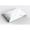 Ambesonne Christmas Pillow Sham Set of 2, Holiday Season Office Design Tree Celebration Snowflakes Celebration, Quality Microfiber Bedding Item for All Seasons, 30″ x 20″, White Green Red(White)