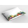 Ambesonne Christmas Pillow Sham Set of 2, Holiday Season Office Design Tree Celebration Snowflakes Celebration, Quality Microfiber Bedding Item for All Seasons, 30″ x 20″, White Green Red(White Green Red)