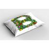 Ambesonne Christmas Pillow Sham Set of 2, Holiday Season Office Design Tree Celebration Snowflakes Celebration, Quality Microfiber Bedding Item for All Seasons, 30″ x 20″, White Green Red(Green Orange)