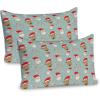 Ambesonne Christmas Pillow Sham Set of 2, Holiday Season Office Design Tree Celebration Snowflakes Celebration, Quality Microfiber Bedding Item for All Seasons, 30″ x 20″, White Green Red(Pale Seafoam)