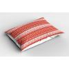 Ambesonne Christmas Pillow Sham Set of 2, Holiday Season Office Design Tree Celebration Snowflakes Celebration, Quality Microfiber Bedding Item for All Seasons, 30″ x 20″, White Green Red(White Vermilion)