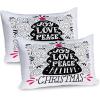 Ambesonne Christmas Pillow Sham Set of 2, Holiday Season Office Design Tree Celebration Snowflakes Celebration, Quality Microfiber Bedding Item for All Seasons, 30″ x 20″, White Green Red(Dark Coral Black White)