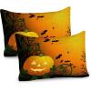 Ambesonne Christmas Pillow Sham, Snowy Winter Tree Branches Berries Bullfinch Birds Snowman Hat, Decorative Standard Size Printed Pillowcase, 26″ X 20″, Almond Green Orange(Dark Green Orange Black)