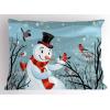 Ambesonne Christmas Pillow Sham, Snowy Winter Tree Branches Berries Bullfinch Birds Snowman Hat, Decorative Standard Size Printed Pillowcase, 26″ X 20″, Almond Green Orange(Almond Green Orange)