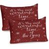 Ambesonne Christmas Pillow Sham, Snowy Winter Tree Branches Berries Bullfinch Birds Snowman Hat, Decorative Standard Size Printed Pillowcase, 26″ X 20″, Almond Green Orange(Red White)