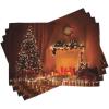 Ambesonne Christmas Place Mats Set of 4, Gingerbread Man Gift Box Coniferous Pine Cinnamon Dessert on Rustic Wood Theme, Washable Fabric Placemats for Dining Table, Standard Size, Green and Brown(Orange)