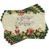 Ambesonne Christmas Place Mats Set of 4, Gingerbread Man Gift Box Coniferous Pine Cinnamon Dessert on Rustic Wood Theme, Washable Fabric Placemats for Dining Table, Standard Size, Green and Brown(Soft Green)