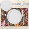 Ambesonne Christmas Place Mats Set of 8, Christmas at Countryside Theme Rustic Home Wooden Planks Borders Natural Design, Washable Fabric Placemats for Dining Table, Placemat 8 pcs, Umber Green(Dark Cocoa)
