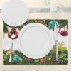 Ambesonne Christmas Place Mats Set of 8, Christmas at Countryside Theme Rustic Home Wooden Planks Borders Natural Design, Washable Fabric Placemats for Dining Table, Placemat 8 pcs, Umber Green(Rainbow)