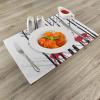 Ambesonne Christmas Place Mats Set of 8, Christmas at Countryside Theme Rustic Home Wooden Planks Borders Natural Design, Washable Fabric Placemats for Dining Table, Placemat 8 pcs, Umber Green(White and Red)