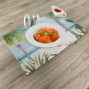 Ambesonne Christmas Place Mats Set of 8, Christmas at Countryside Theme Rustic Home Wooden Planks Borders Natural Design, Washable Fabric Placemats for Dining Table, Placemat 8 pcs, Umber Green(Green Cream)