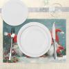 Ambesonne Christmas Place Mats Set of 8, Christmas at Countryside Theme Rustic Home Wooden Planks Borders Natural Design, Washable Fabric Placemats for Dining Table, Placemat 8 pcs, Umber Green(Vermilion Blue Grey Grey)