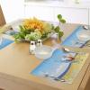 Ambesonne Christmas Place Mats Set of 8, Christmas at Countryside Theme Rustic Home Wooden Planks Borders Natural Design, Washable Fabric Placemats for Dining Table, Placemat 8 pcs, Umber Green(Blue Yellow)