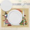 Ambesonne Christmas Place Mats Set of 8, Christmas at Countryside Theme Rustic Home Wooden Planks Borders Natural Design, Washable Fabric Placemats for Dining Table, Placemat 8 pcs, Umber Green(Beige)