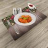 Ambesonne Christmas Place Mats Set of 8, Christmas at Countryside Theme Rustic Home Wooden Planks Borders Natural Design, Washable Fabric Placemats for Dining Table, Placemat 8 pcs, Umber Green(Beige Green)