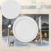 Ambesonne Christmas Place Mats Set of 8, Christmas at Countryside Theme Rustic Home Wooden Planks Borders Natural Design, Washable Fabric Placemats for Dining Table, Placemat 8 pcs, Umber Green(Grey Yellow)
