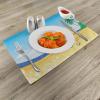 Ambesonne Christmas Place Mats Set of 8, Christmas at Countryside Theme Rustic Home Wooden Planks Borders Natural Design, Washable Fabric Placemats for Dining Table, Placemat 8 pcs, Umber Green(Blue Yellow)