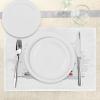 Ambesonne Christmas Place Mats Set of 8, Christmas at Countryside Theme Rustic Home Wooden Planks Borders Natural Design, Washable Fabric Placemats for Dining Table, Placemat 8 pcs, Umber Green(Red Black)